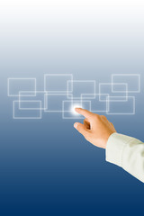 Hand pushing on a touch screen interface