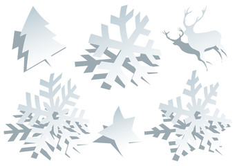 paper snowflakes with shadow, vector