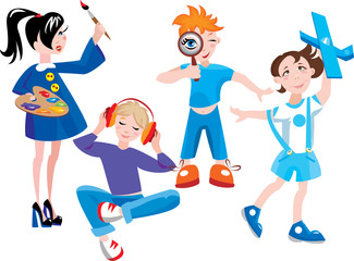 set of cute cartoon kids