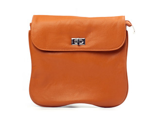Orange women messenger bag isolated over white
