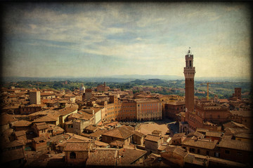 Fototapeta na wymiar Siena, panorama, retro tekstury