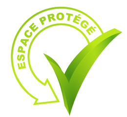 espace protégé sur symbole validé vert