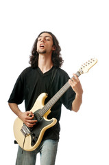 Fototapeta premium Guitar player isolated on the white background