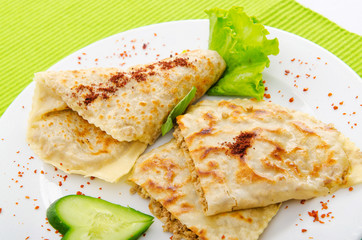 Pancakes stuffed with minced meat