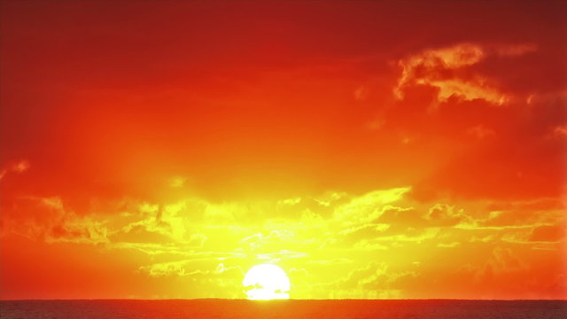 Beautiful Sunrise Over Ocean. Time Lapse.