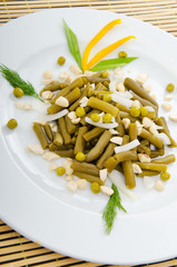 Green bean salad in the plate