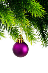 Christmas concept with baubles on white