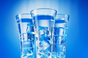 Water in the glass against gradient background