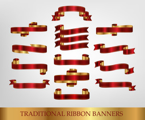Collection of Red Ribbons and banners