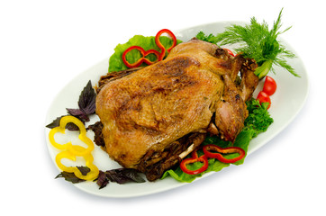 Roasted turkey served in plate