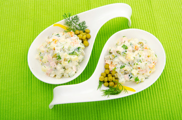 Delicious salad in the plate