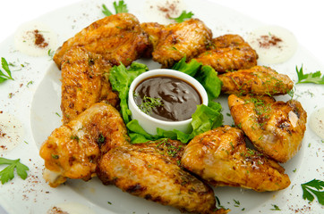 Chicken wings barbeque in the plate