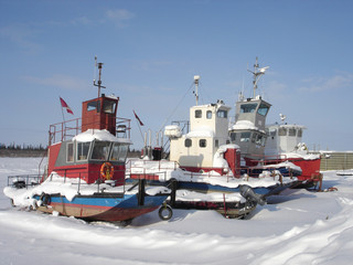 Mackenzie River Ships Wait for Spring