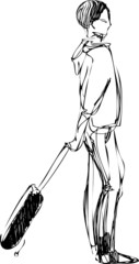 a parnoya sketch with a suitcase on wheels
