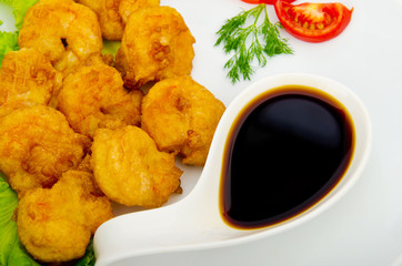 Chicken piecies in the plate