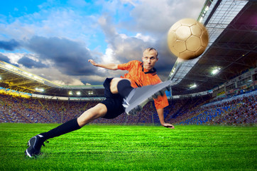 Football player on field of stadium