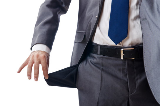 Businessman with empty pockets