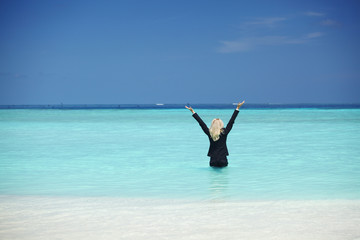 business woman in ocean