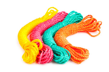 Colourful rope isolated on the white background