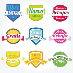 Set spanish high Quality sales free Labels with retro design