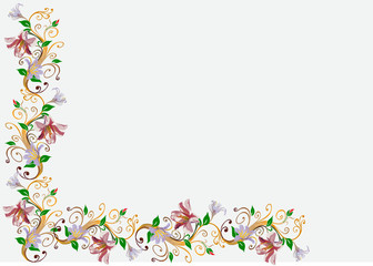 light lily flowers corner illustration