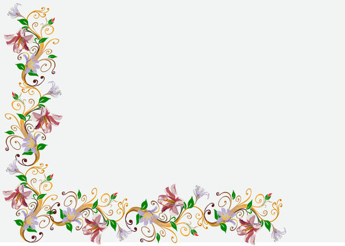 light lily flowers corner illustration