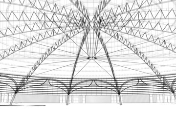 progetto palasport rendering 3d ingegneria architettura