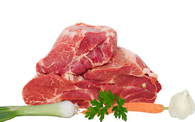 échine de porc sur fond blanc