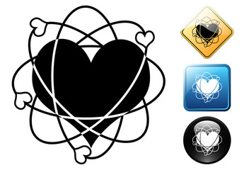 Heart like atom pictogram and signs © teracreonte