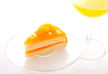 orange cake on white background