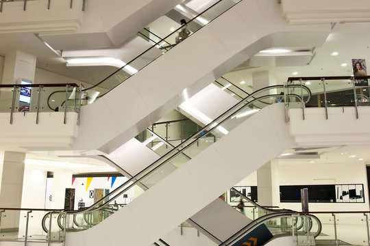escalators at the shopping mall
