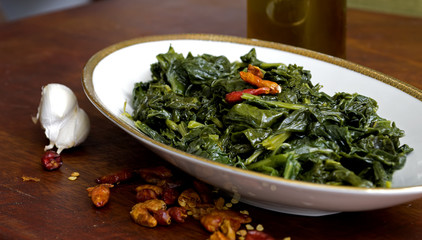 cime di rapa, garlic and peppers