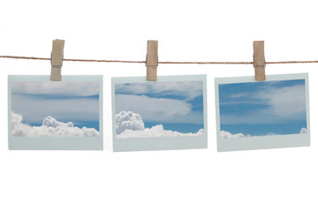 Polaroid templates with blue clouds