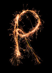 Letter R. Real sparkler alphabet