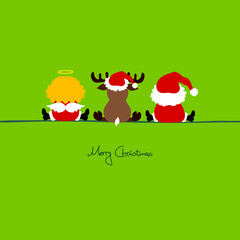 Santa, Angel & Reindeer Green