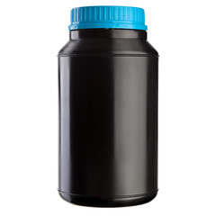 Black Plastic Jar - Blue Lid
