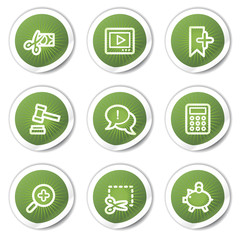 Shopping web icons set 3, green stickers