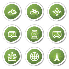 Travel web icons set 2, green stickers