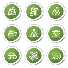 Travel web icons set 1, green stickers