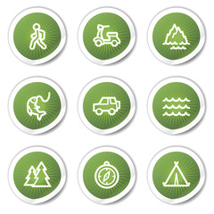 Travel web icons set 3, green stickers