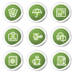 Travel web icons set 4, green stickers