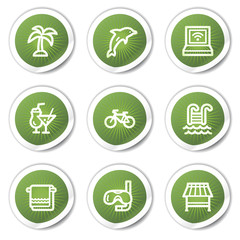 Vacation web icons, green  stickers