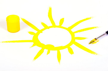 gelbe Sonne gemalt Pinsel