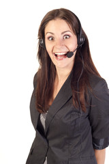 Woman operator with headset