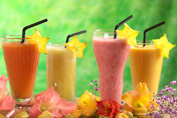 Fresh papaya, strawberry, pineapple and mango juices