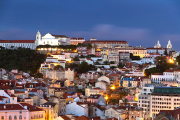 Lisbon old town at night, Portugal