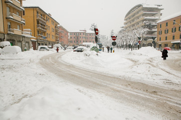 Nevicata sulle strade e le piazza