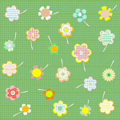 floral wallpaper with set of flowers vector