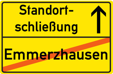 Schild Standortschließung Emmerzhausen