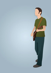 Man playing guitar isolated on grey background